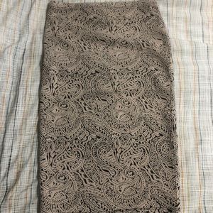 Midi Cream Patterned Skirt